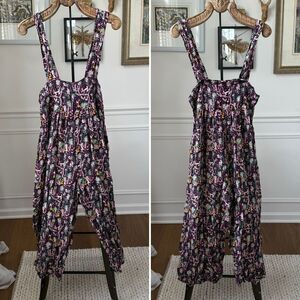 We Be Bop Purple Monkey Print Overalls Romper Jumpsuit OSFM